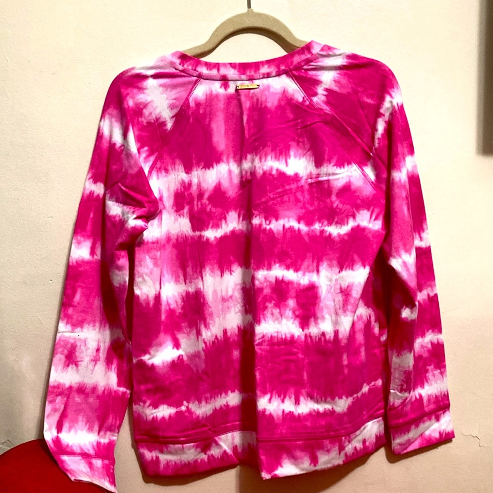 Michael KORS TIE DYE ELECTRIC PINK TOP / SWEATER MEDIUM - Picture 2 of 4